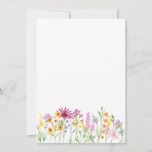 ワイルドフラワーメドウきれいな花のカップルのシャワー 招待状 (裏面)