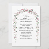 ワイルドフラワーメドウほこりっぽいバラガールベビーシャワー 招待状 (正面)