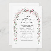 ワイルドフラワーメドウほこりっぽいバラガールベビーシャワー 招待状 (正面/裏面)