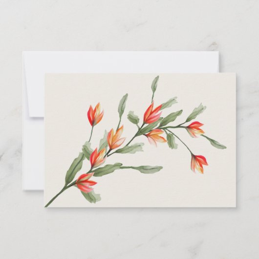 ワイルドフラワーメドウウェディングRSVPカードベージュ色 招待状 (裏面)