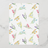 ワイルドフラワーメドウエレガントアーチ結婚フローラの金ゴールド 箔招待状 (裏面)