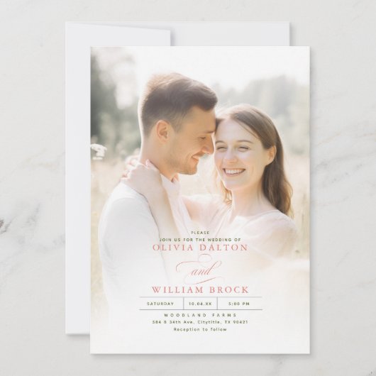 ワイルドフラワーメドウエレガントロマン結婚ティックの写真 招待状 (正面)