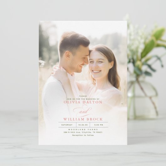 ワイルドフラワーメドウエレガントロマン結婚ティックの写真 招待状 (スタンド正面)