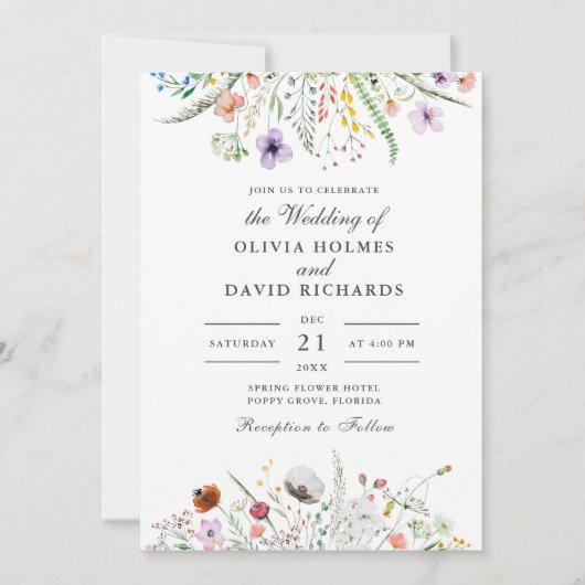 ワイルドフラワーメドウカスタム結婚式招待状 招待状 (正面)