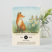 ワイルドフラワーメドウキツネの水彩誕生日 招待状 (スタンド正面)