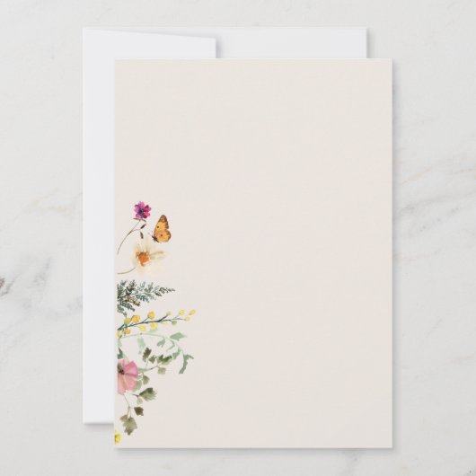 ワイルドフラワーメドウズベビシャワーアーチ招待状 招待状 (裏面)