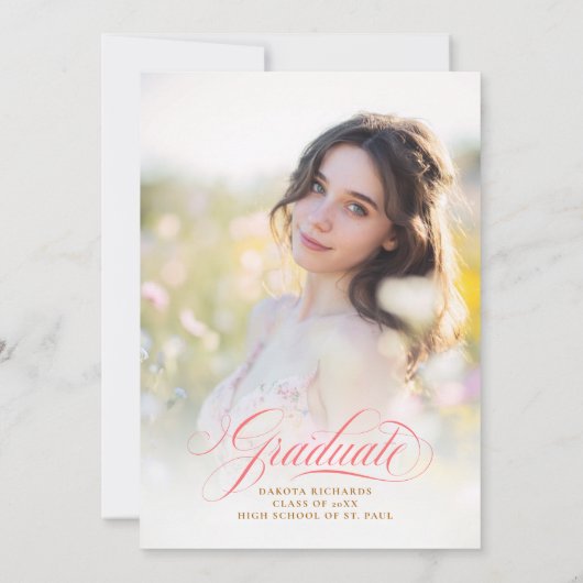 ワイルドフラワーメドウフローラエレガントガーデン卒業 招待状 (裏面)