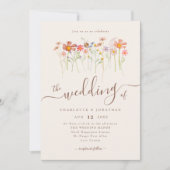 ワイルドフラワーメドウフローラベージュテラコッタ 招待状 (正面)