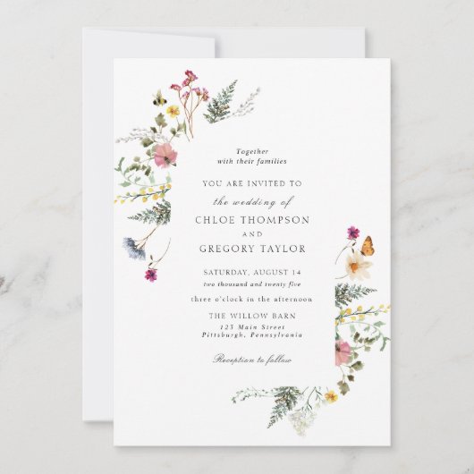 ワイルドフラワーメドウフローラ結婚式招待状 招待状 (正面)