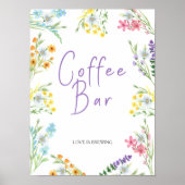 ワイルドフラワーメドウブライダルシャワーコーヒーバーサイン ポスター (正面)