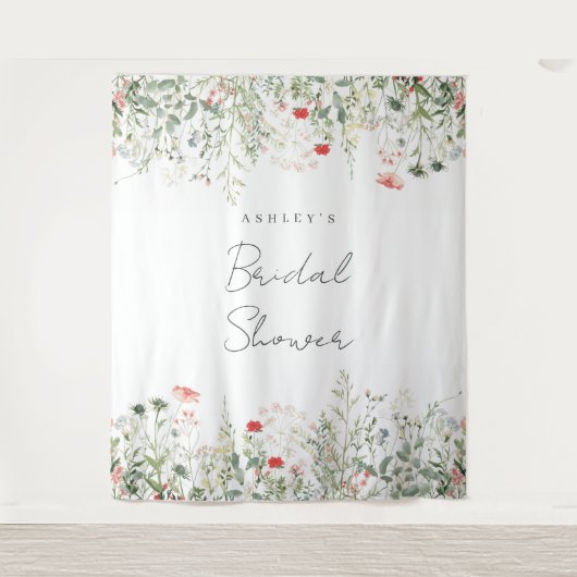 ワイルドフラワーメドウブライダルシャワー背景 タペストリー (正面)