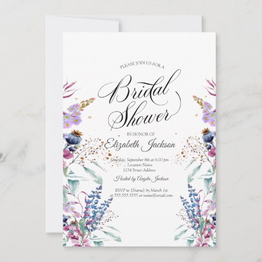 ワイルドフラワーメドウブライダルシャワー 招待状 (正面)