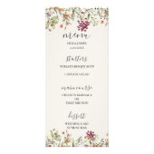 ワイルドフラワーメドウベージュ色結婚のメニュー ラックカード (正面)
