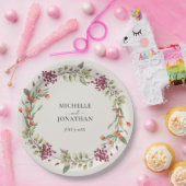 ワイルドフラワーメドウベージュ色結婚ズ ペーパープレート (パーティー)