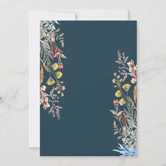 ワイルドフラワーメドウ乾燥ブライダルシャワー 招待状 (裏面)