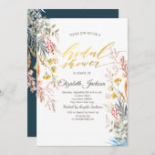 ワイルドフラワーメドウ乾燥ブライダルシャワー 招待状 (正面/裏面)