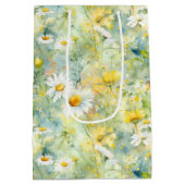 ワイルドフラワーメドウ夏の葉ボホモダン ミディアムペーパーバッグ (裏面)