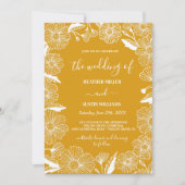 ワイルドフラワーメドウ庭園の結婚式植物学 招待状 (正面)