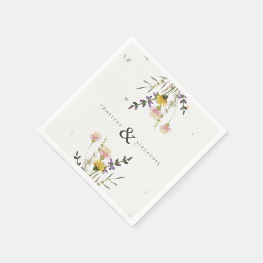 ワイルドフラワーメドウ庭園の結婚式 スタンダードカクテルナプキン (角)