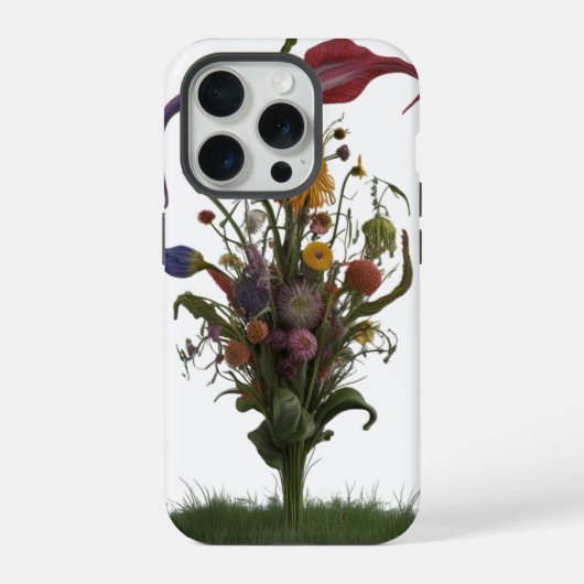 ワイルドフラワーメドウ抽象芸術開花- Apple iPhoneケース (裏面)