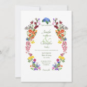 ワイルドフラワーメドウ春カラフルフローラ結婚ズ 招待状 (正面)