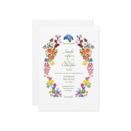 ワイルドフラワーメドウ春カラフルフローラ結婚ズ 招待状
