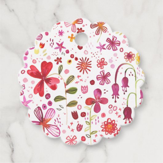 ワイルドフラワーメドウ水彩メッセージカード フェイバータグ (正面)