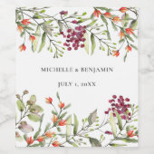 ワイルドフラワーメドウ結婚ズワインボトル ワインラベル (シングルラベル)