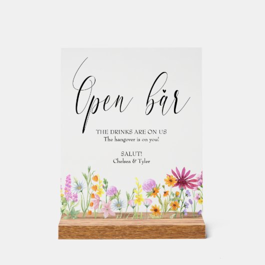 ワイルドフラワーメドウ結婚ズ開いたバー アクリルサイン (正面)