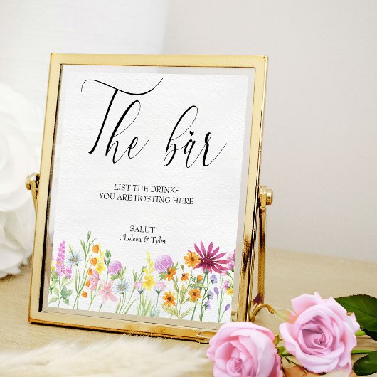 ワイルドフラワーメドウ結婚フローラバー標識 ポスター