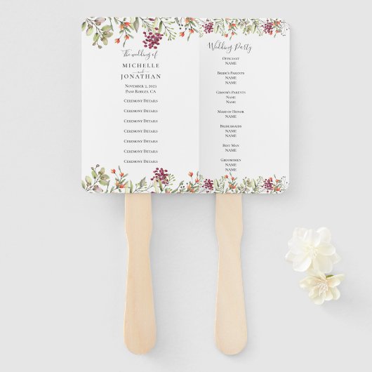 ワイルドフラワーメドウ結婚式 プログラム ハンドファン (正面&裏面)