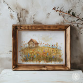 ワイルドフラワーメドウ絵画ズ素朴コテージ ポスター