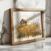 ワイルドフラワーメドウ絵画ズ素朴コテージ ポスター