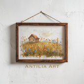 ワイルドフラワーメドウ絵画ズ素朴コテージ ポスター