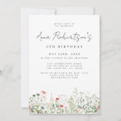 ワイルドフラワーメドウ誕生日 招待状 (正面)