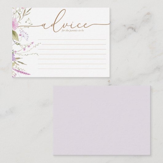 ワイルドフラワーメドウ |ベビーシャワーアドバイスカード アドバイスカード (正面/裏面)