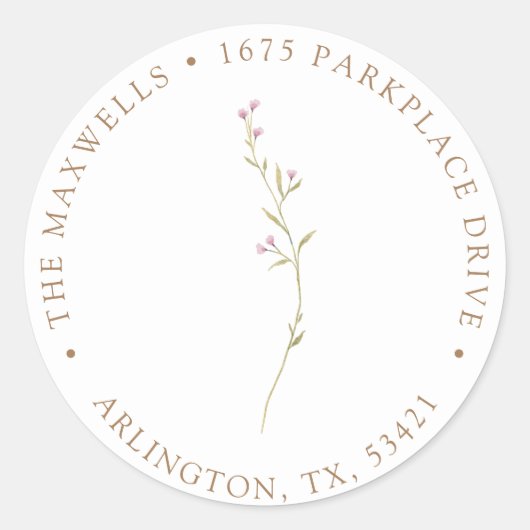 ワイルドフラワーメドウ |差出人住所ラベル ラウンドシール (正面)