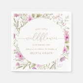 ワイルドフラワーメドウ |最初の誕生日パーティー スタンダードカクテルナプキン (正面)