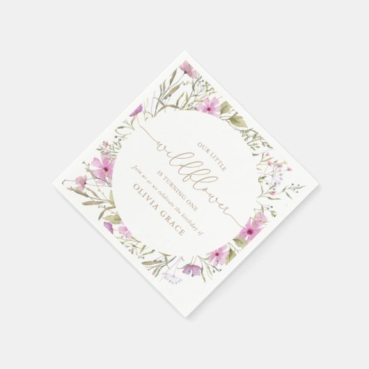 ワイルドフラワーメドウ |最初の誕生日パーティー スタンダードカクテルナプキン (角)