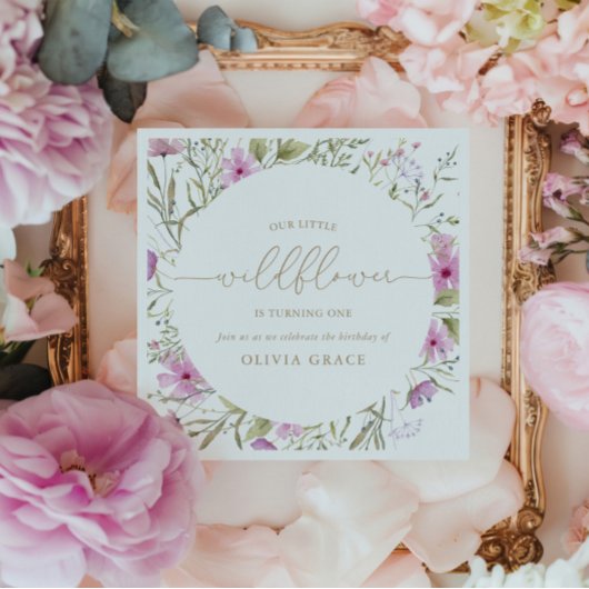 ワイルドフラワーメドウ |最初の誕生日パーティー スタンダードカクテルナプキン