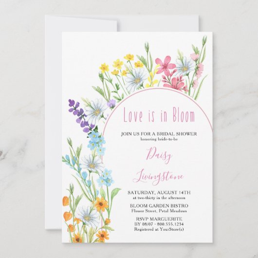 ワイルドフラワーメドーアーチブライダルシャワー 招待状 (正面)