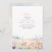 ワイルドフラワーメドーエレガントサマーバースデーパーティー 招待状 (正面/裏面)