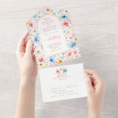 ワイルドフラワーメドーガーデンフローラ結婚アーチズ オールインワン招待状 (貼ってはがせる)