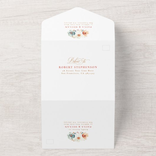 ワイルドフラワーメドーガーデンフローラ結婚アーチズ オールインワン招待状 (外側)