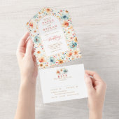 ワイルドフラワーメドーガーデンフローラ結婚アーチズ オールインワン招待状 (貼ってはがせる)