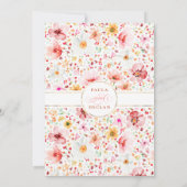 ワイルドフラワーメドーガーデンフローラ赤面ピンク結婚ズ 招待状 (裏面)