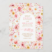 ワイルドフラワーメドーガーデンフローラ赤面ピンク結婚ズ 招待状 (正面/裏面)