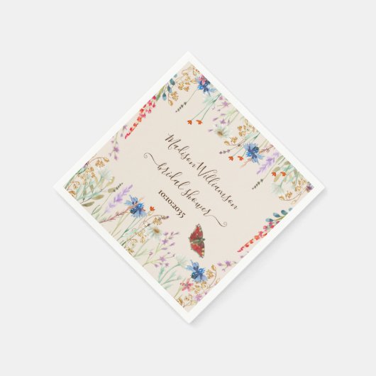 ワイルドフラワーメドーバタフライブライダルシャワー スタンダードカクテルナプキン (角)