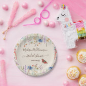 ワイルドフラワーメドーバタフライブライダルシャワー ペーパープレート (パーティー)