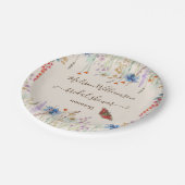 ワイルドフラワーメドーバタフライブライダルシャワー ペーパープレート (アングル)